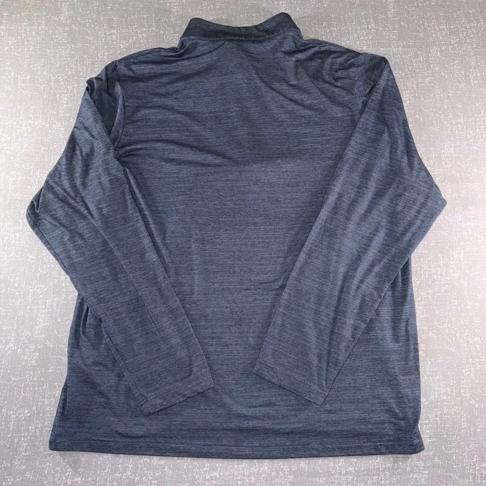 TravisMathew Mens XXL Quarter Zip Pullover Heathered Navy‎ Blue Accretive Logo